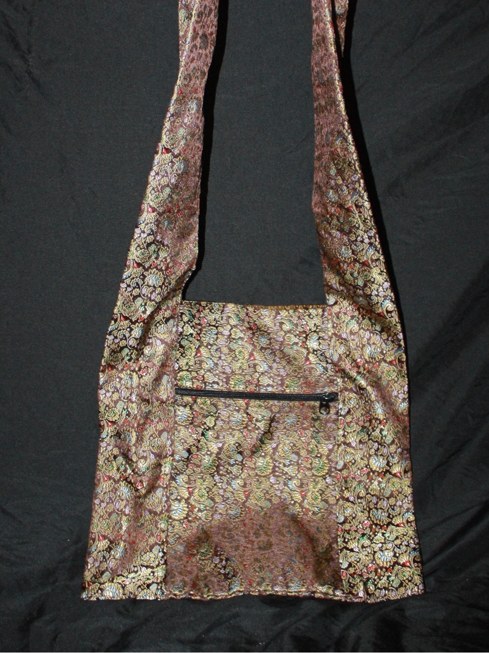 Vintage World of Good Silk Cross Body Floral Purse • Made in Nepal •